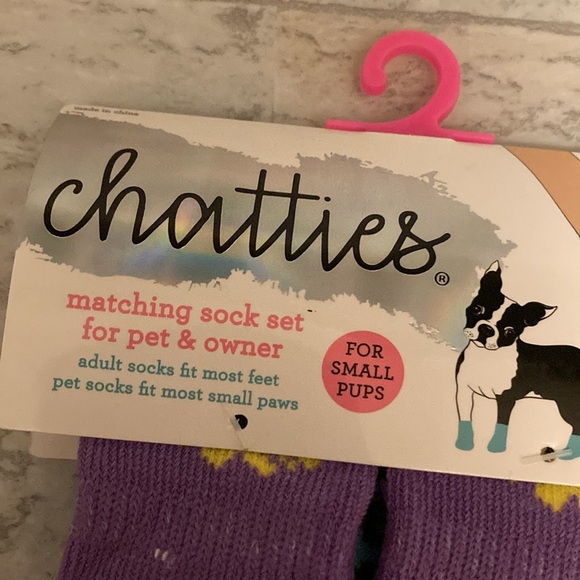 Matching Sock Set for Small Pet & Owner Purple Butterfly Floral Print - Picture 4 of 5